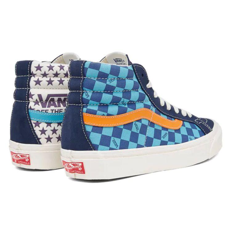 Vans Sk8 Retro Versatile High-Top Skate Shoes Blue Checkerboard Unisex Sneakers VN0A4BVBTPD1