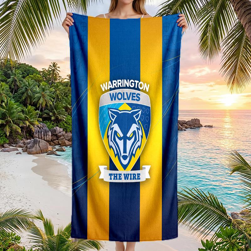 Warrington Wolves Fashion Beach Towel Portable Soft Quick Dry Towel For Swimming Camping Holiday Use