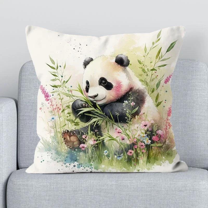 Cute Panda Pillowcase 40*40 Decorative Pillowcases Pillows for Bedroom Bed Cushion Cover 45x45cm Car Sofa Cushions Covers Pillow