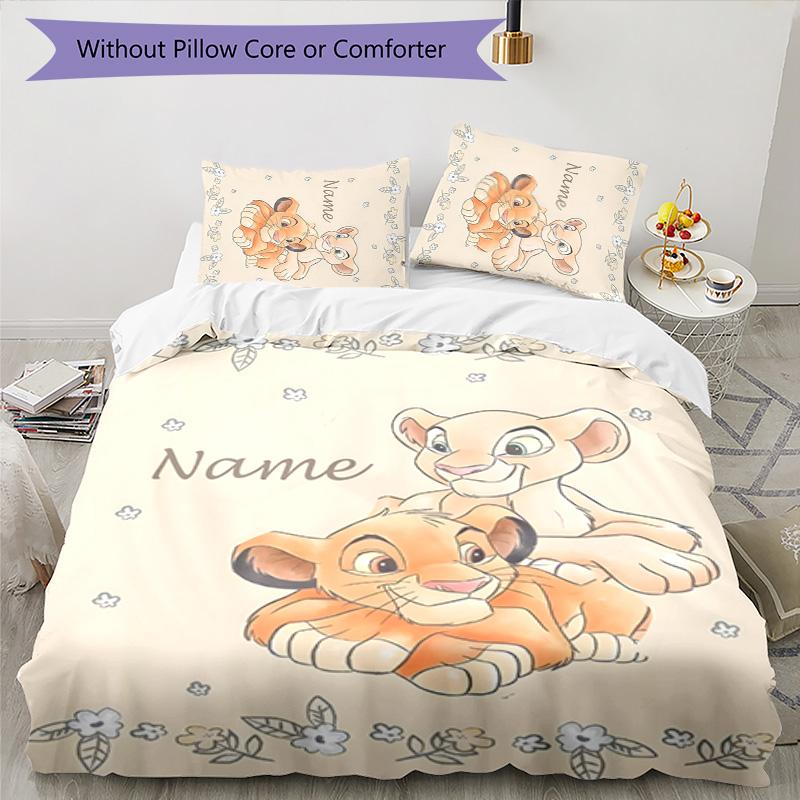 3pcs Lion King3 Cover Set - Personalized Name, HD Printed Bedding with 1 Cover and 2 Pillowcases - Perfect for Home Decor, Easy Care