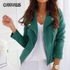 Autumn and Winter Women's Zip Suede Short Jacket Lapel Solid Colour Jacket