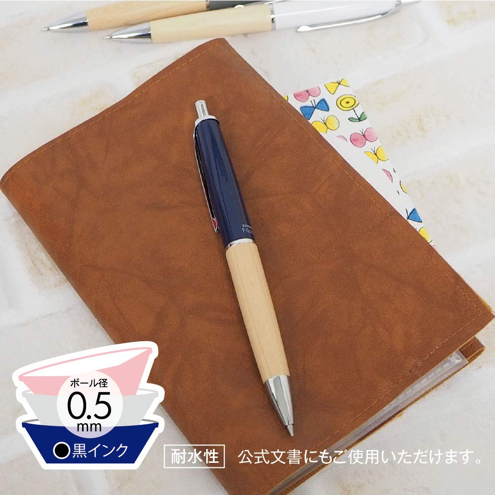 Zebra Ballpoint Fillare Limited Edition White Oil-Based Pen, Wood, Retractable, 0.5mm, (P-BAS76-NA-W)