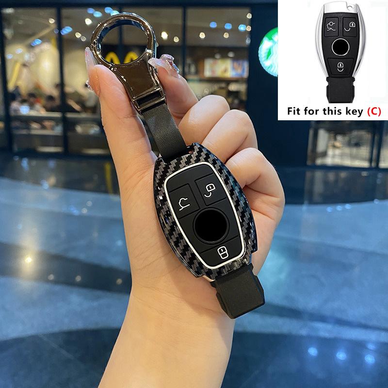 Interior Mouldings ABS Carbon Fiber Car Key Case Cover Shell for Mercedes Benz A B C E Class GLS GLA GLK GLC CLS CLA AMG W204 W2