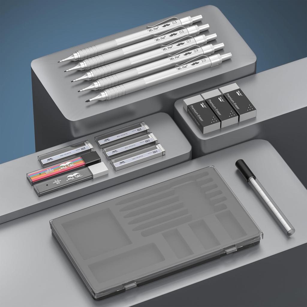 Металлическая ручка механический карандаш 5 Механический чертежный карандаш Металлический механический карандаш Мистер. - Набор, Размеры 0.3, 0.5, 0.7, 0.9, 2мм, Карандаш, Карандаш, Карандаш,