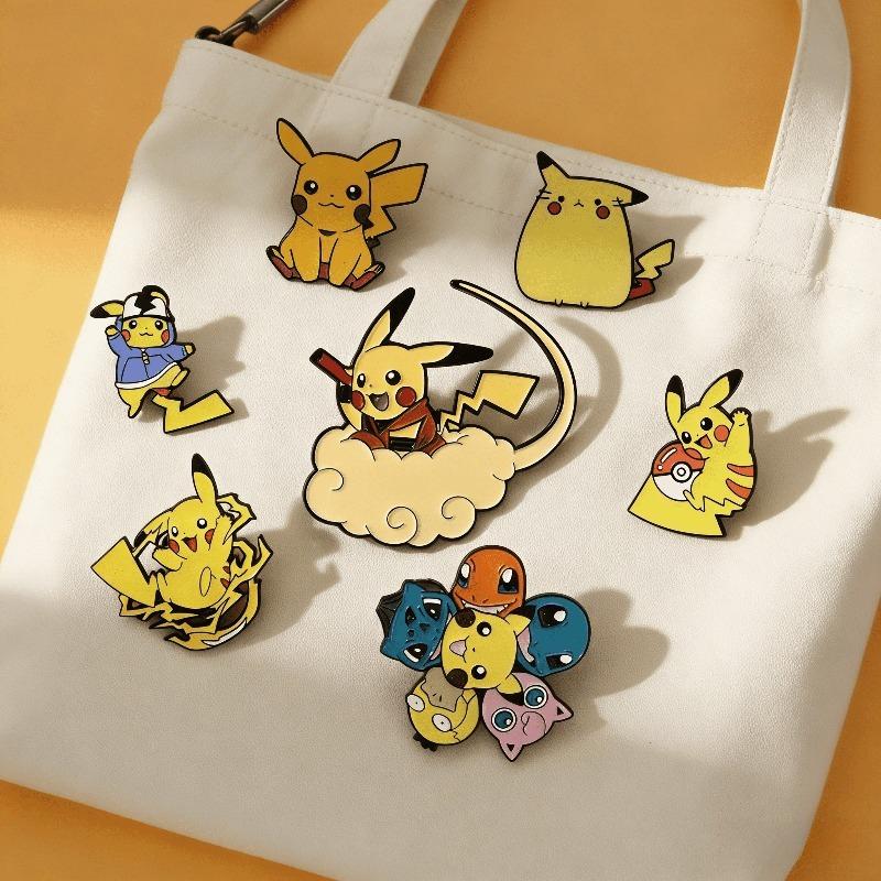 NEW HOT Pok mon Pok mon brooch Pikachu metal badge anime cartoon clothes pencil case backpack decoration accessories