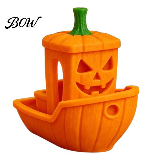 Durable Halloween Ornament 3D Printed Boat Figurine, Spooky Ghost Pumpkin Atmospheric Holiday Props Ship Statue for Party Tabletop Home Decor