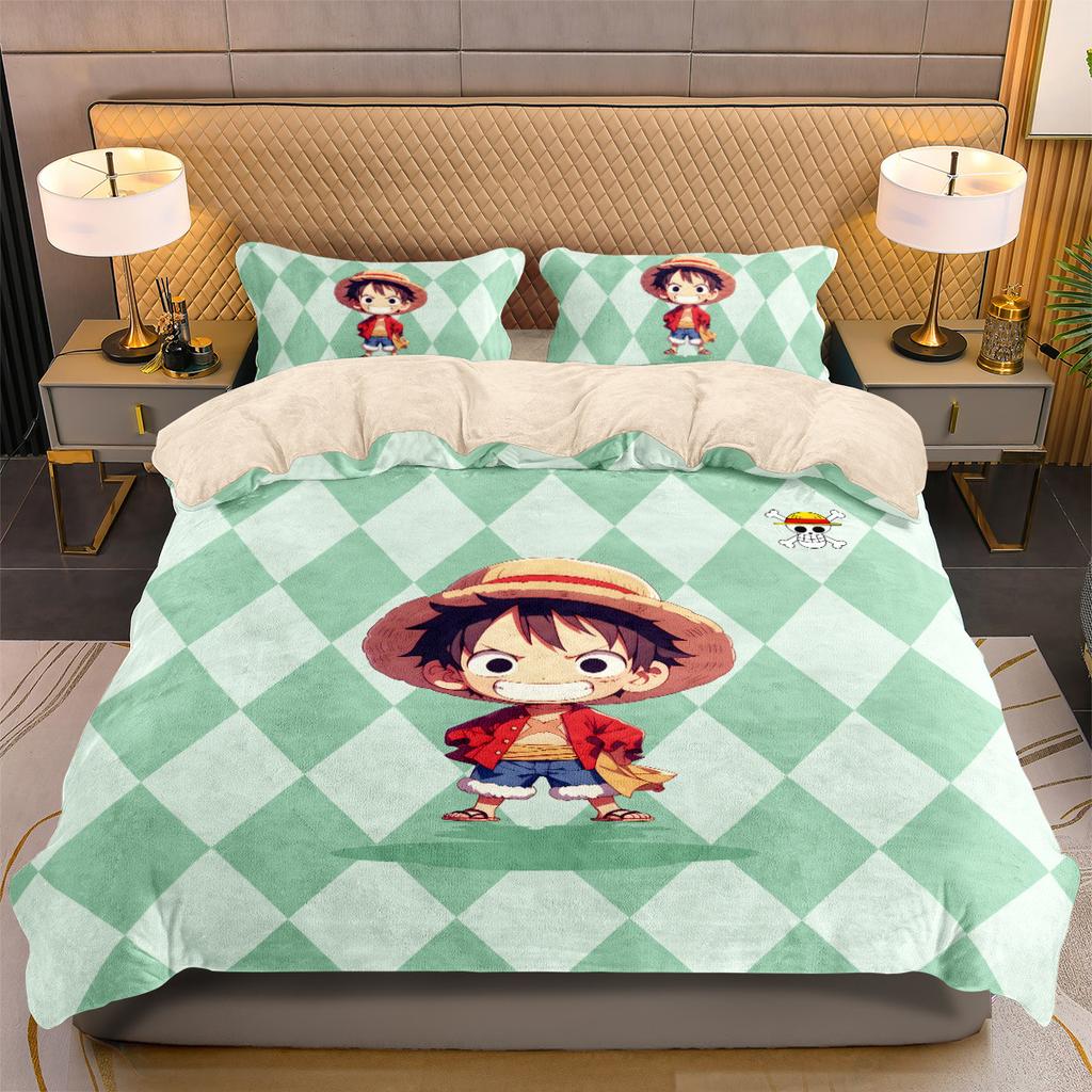 Японский аниме Lufy Стеганое Одеяло Пододеяльник 3D Печать O-ONE PIECE Постельный Комплект Мягкий Пододеяльник для Детей и Подростков