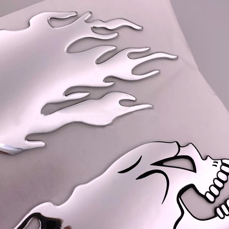 2 шт./пара Хэллоуин 3D Серебряный Хром Призрак Голова Черепа Авто Мотоцикл Стикер Автомобиля Стайлинг Украшения Эмблема Наклейки Наклейки