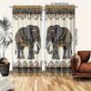 2 Pcs Ethnic style elephant print curtains,suitable for bedroom,living room kitchen decoration,home decoration,window decoration