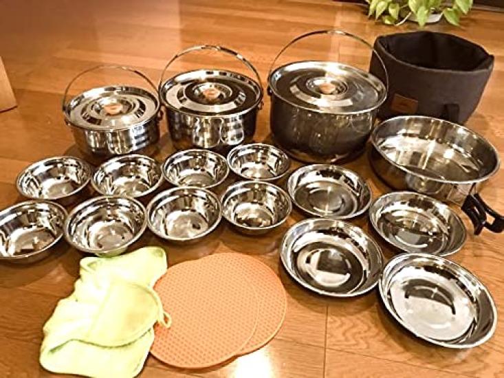 NANGGEAR Camp Cooker Set Bonfire BBQ Pot Set Плита из нержавеющей стали на 8 человек (Nanko Gear) НАН-МС-240