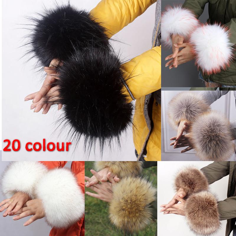 Женские плюшевые манжеты из искусственного меха, теплые пушистые мягкие перчатки на запястье, зимние перчатки