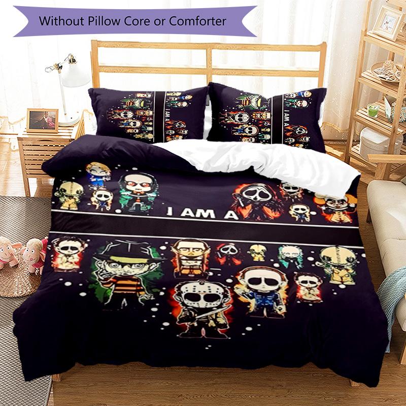 3pcs Horror characters pattern bedding set duvet cover set includes duvet cover &pillowcases,perfect all season bedroom decoration&gift