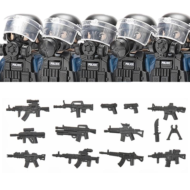 Городская полиция Китай Спецназ Конструктор Штурмовой солдат Фигурки SWAT Маска газовой защиты Военное оружие Кирпичики Игрушки Дети