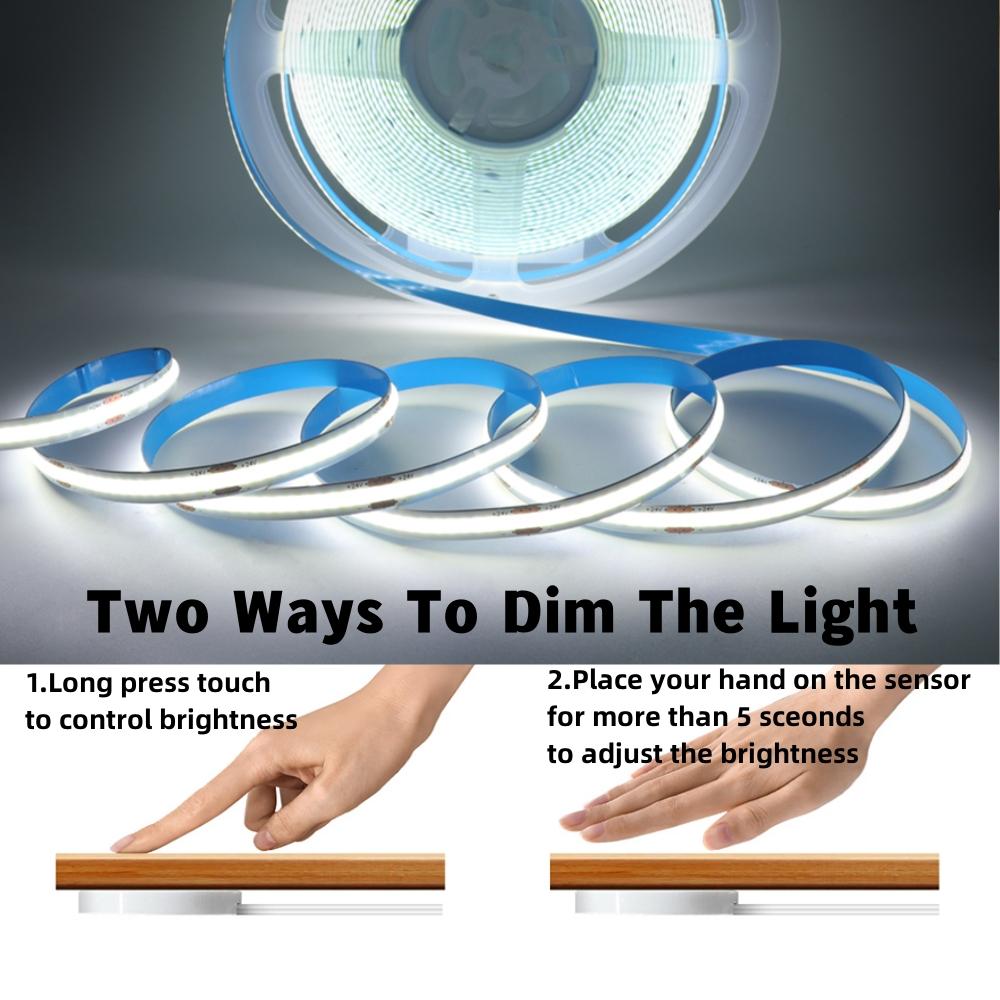 12V 24V COB LED Strip Light With Dimmable Penetrable Wood Mirror Acrylic Wireless Hand Sweep Touch Sensor Switch for Kitchen