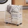 Wheel Laundry Basket Portable Laundry Hamper Durable Dirty Clothes Bucket  Bathroom