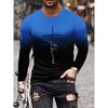 Autumn Round Neck Color Block 'Faith' Graphic 3D Printed T-shirts Fashionable Casual Long Sleeved Men's T-shirts
