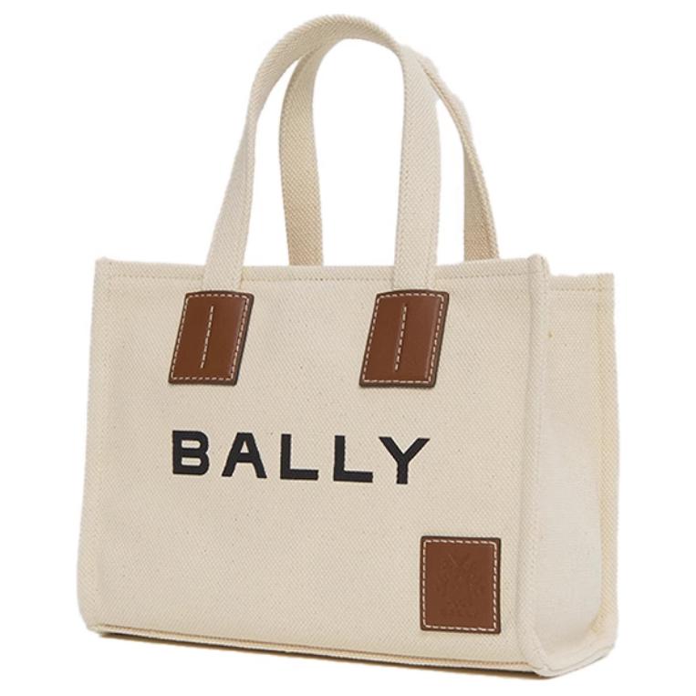 Bally Логотип Микро Марк Тканевая Сумка-тоут Сумка для покупок На плечо Через плечо Сумка-клатч Средняя Женская Сумка-тоут Натуральный 6310434