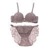 RAVIR Бюстгальтер и трусики Комплект женский, Крючок, Кружево, Сиреневый C75, (Трусики L)
