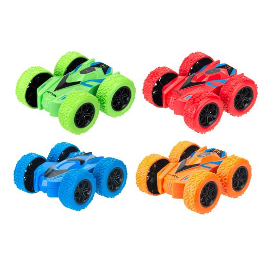 4Pcs Double-sided Flip Stunt Car Toy Four TPR Wheels Inertial Drive Truck Toy Indoor Outdoor Off-road Vehicle Toy Toddlers Boys Girls Gifts