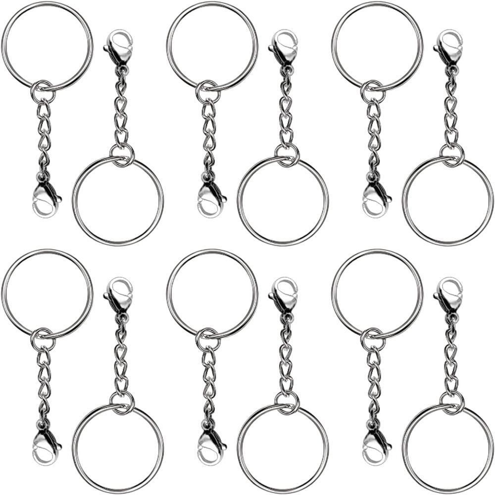 Серебряная цепочка для рукоделия 25 мм, комплект ключей, брелок для ключей, кольцо для ключей, принадлежности для изготовления ювелирных изделий