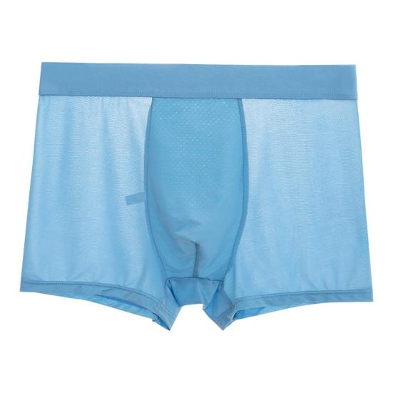 Мужские трусы-боксеры, эластичные, средней талии, U-образные, однотонные шорты, широкий пояс, тонкие трусы из ледяного шелка