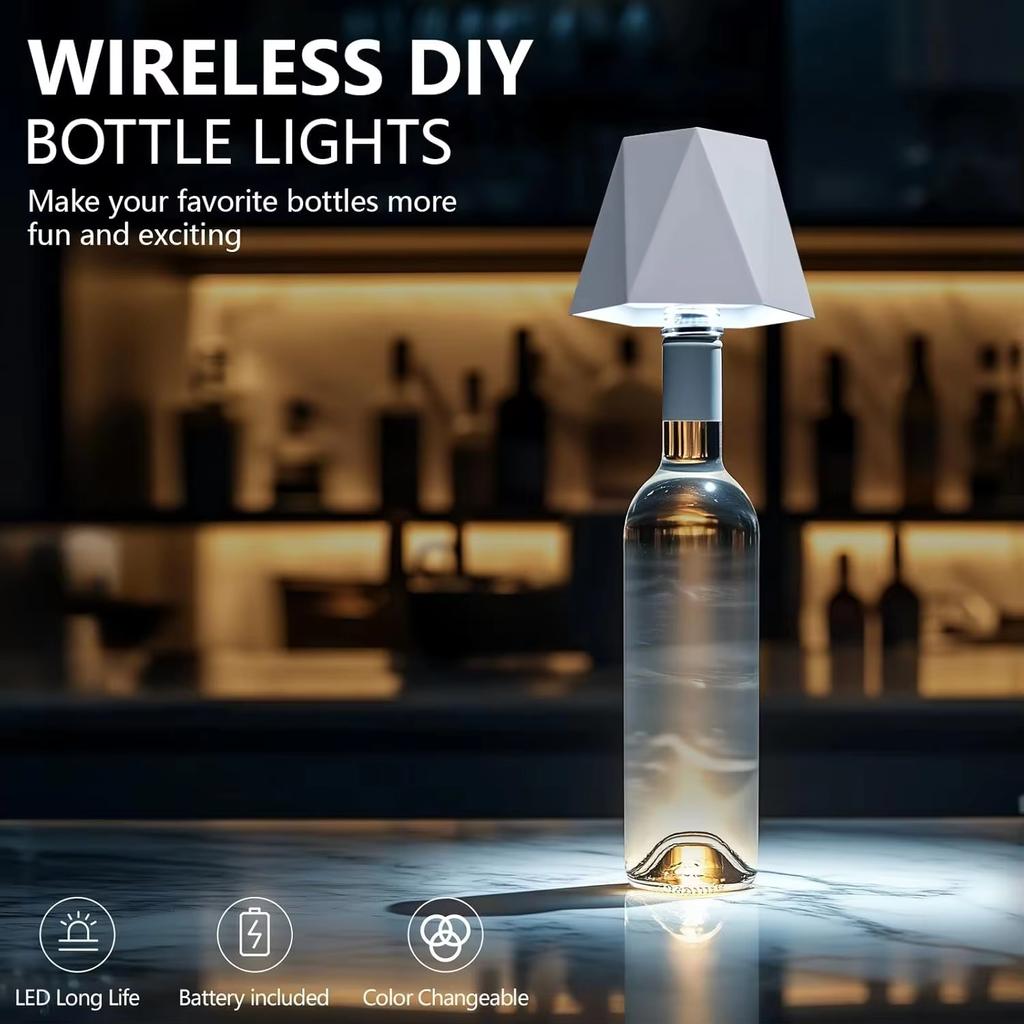 Новая беспроводная бутылочная лампа 3 цвета, бесступенчатая регулировка яркости, перезаряжаемая, сенсорная, абажур для винной бутылки, свет для пробки, ночник