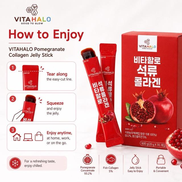 VITAHALO Желейные палочки с коллагеном и гранатом 20 г 30 шт.