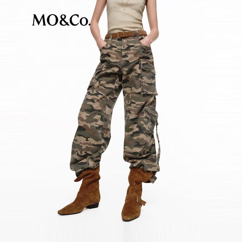 MO&Co. Summer Dune Camo Rhinestone Cargo Jeans