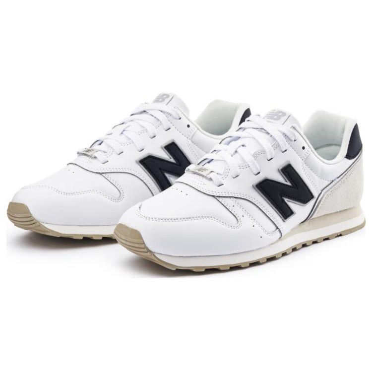 New Balance NB 373 Ретро Шнуровка Лоскутная Кожа Синтетика Низкий Верх Повседневные Кроссовки для Бега Унисекс кроссовки Белый Черный ML373PA2
