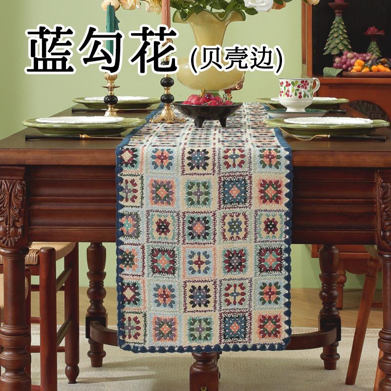 New American pastoral style jacquard table flag dining table decoration long cloth TV cabinet side cabinet decorative cover cloth imitation cotton