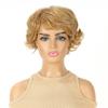 Женские короткие вьющиеся синтетические парики с боковой челкой, золотистые волосы для женщин, парики из высокотемпературного волокна с блондами