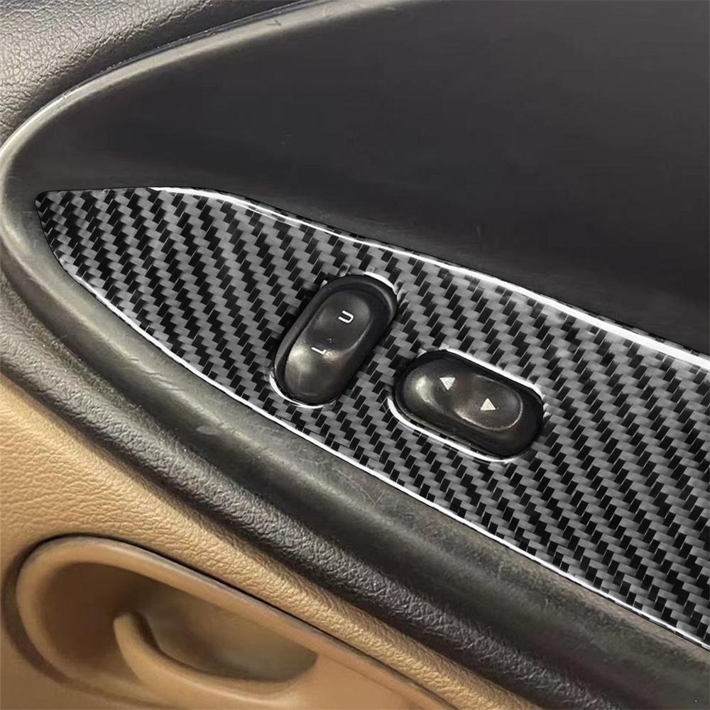 Real Carbon Fiber Interior Window Lift Switch Panel Trim For Ford Mustang 96-03 LHD Only