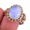 Natural Rainbow Moonstone Gemstone Two Tone 925 Sterling Silver Ring S.10 Z9K93