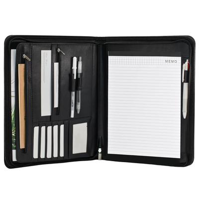 VANRA Padfolio с застежкой-молнией из искусственной кожи формата А4, карман для хранения деловых карточек, органайзер для визиток, чехол для планшета с блокнотом для писем для офиса для совещаний