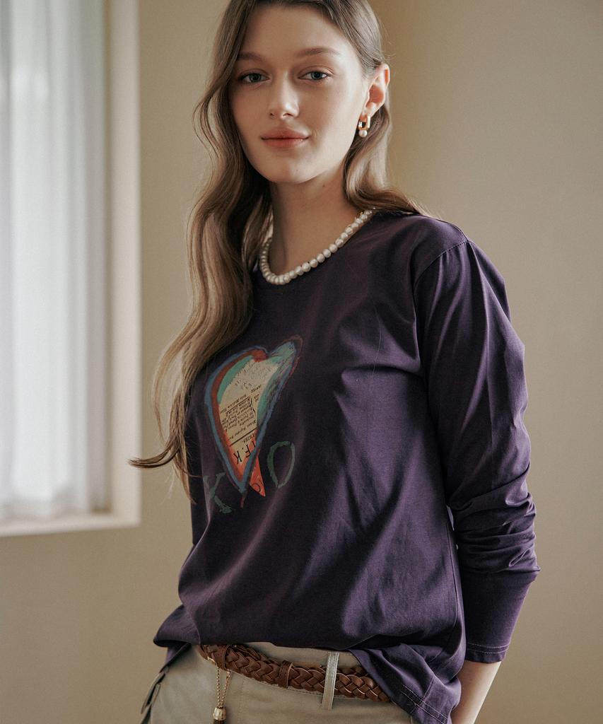 MAXZA Vintage Heart Print Crop Short Sleeve T-Shirt