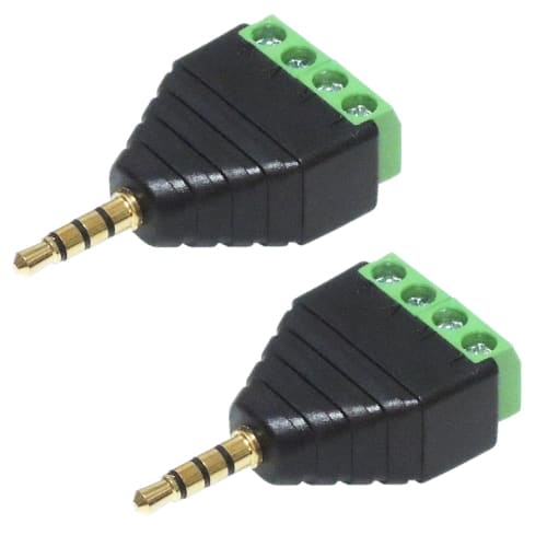KAUMO 3.5mm Stereo Mini Plug, 4-Pole, Screw Terminal, Gold Plated (2 Pieces)