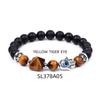 Women's Amethyst Pyramid & Hand of Fatima Bracelet with Devil's Eye & Agate Tiger Stone