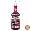 [R2120] - 'Wine Bottle' Shaped Wooden Plaque (Better Wine Here Than Water There! ) - 42x14cm