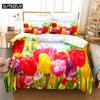 Тюльпаны Комплект пододеяльника Двуспальный 200x200см 3D Цветочный Пододеяльник 220x240 Кинг Постельное белье Полуторный Размер 3шт 2шт Односпальный 140x210