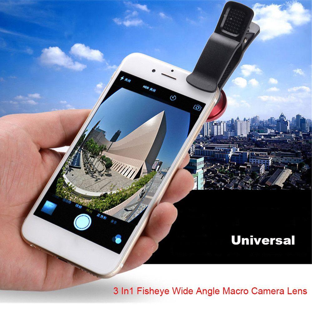 Universal 3 in 1 Zoom Phone Lens Fish Eye Camera Lens Kit Wide Angle Macro