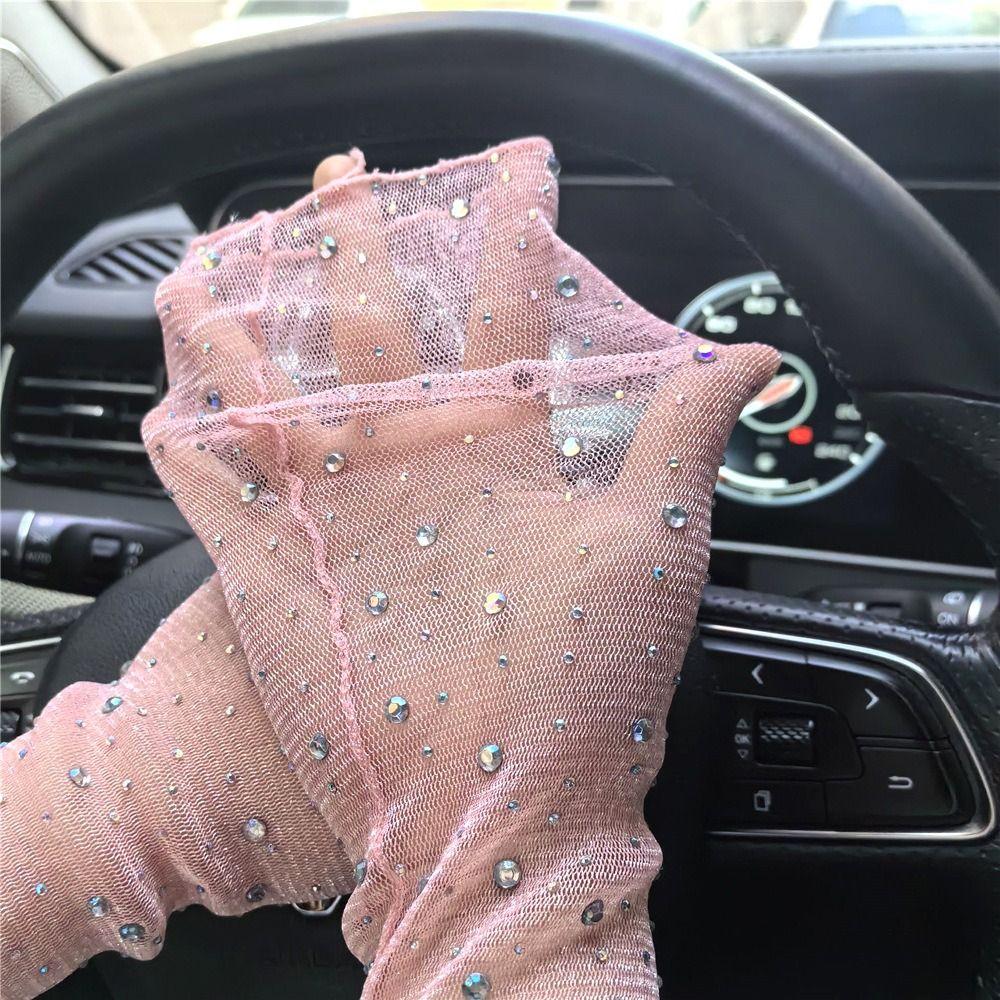 Breathable Crystal Arm Sleeves Mesh Summer Arm Sleeves Trendy Ice Silk Sleeve Cycling
