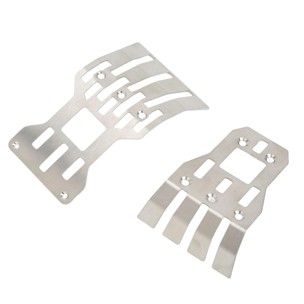2Pcs RC Front Rear Chassis Skid Plates Stainless Steel Silver Armor Protection Plate RC Accessories