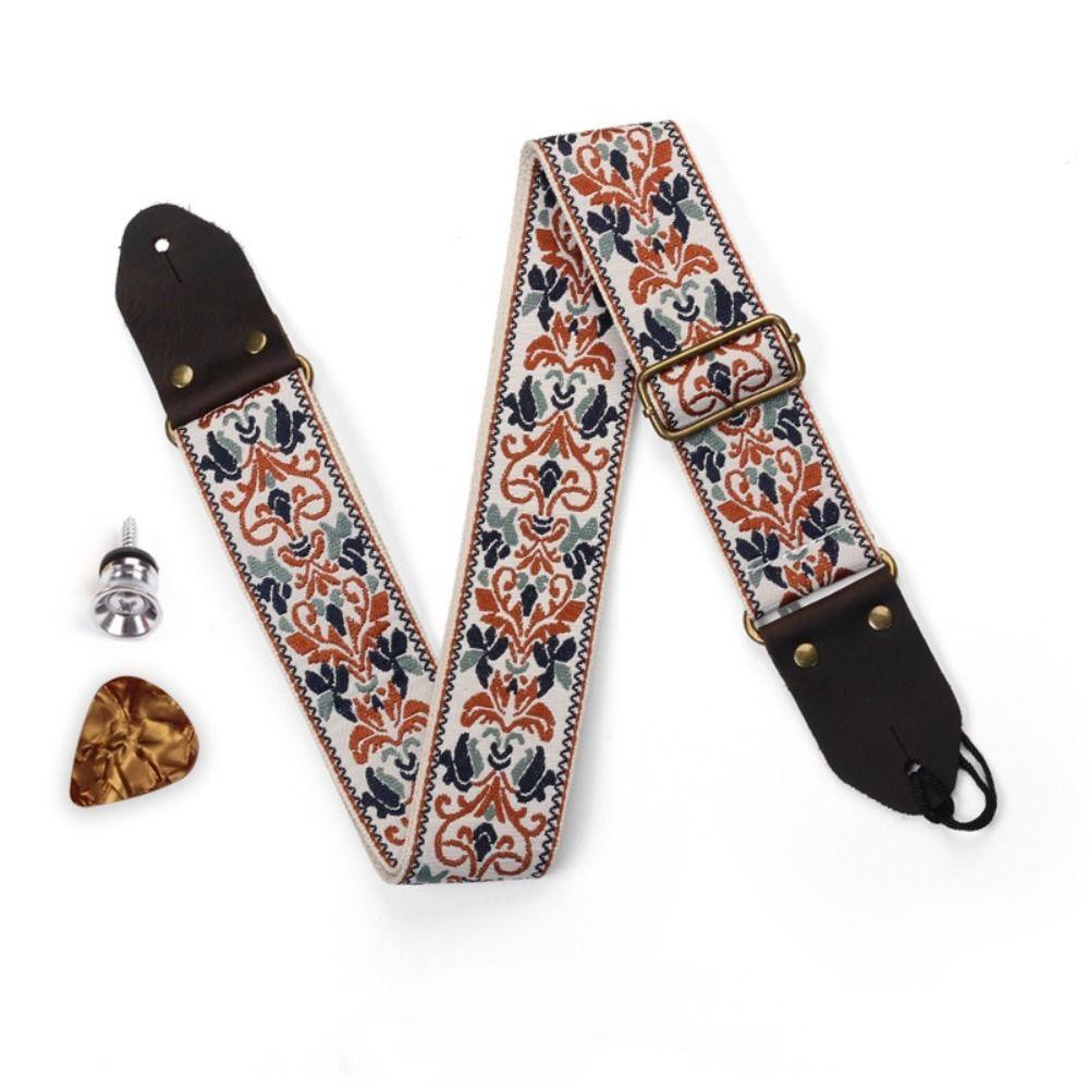 Vintage Flowers Guitar Strap Belt Tail Nail Pick Electric Guitar Belt  Instruments