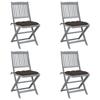Day and Night - Day and Night Folding Garden Chairs 4 Pcs Cushions Solid Acacia Wood