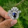 Natural Labradorite Stackable Flower Adjustable Ring 925 Silver For Girls