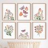 Boho Flower Butterfly Nursery Posters Cartoon Wall Art Print Canvas Painting Wildflower Pictures Baby Kids Room Home Decoration