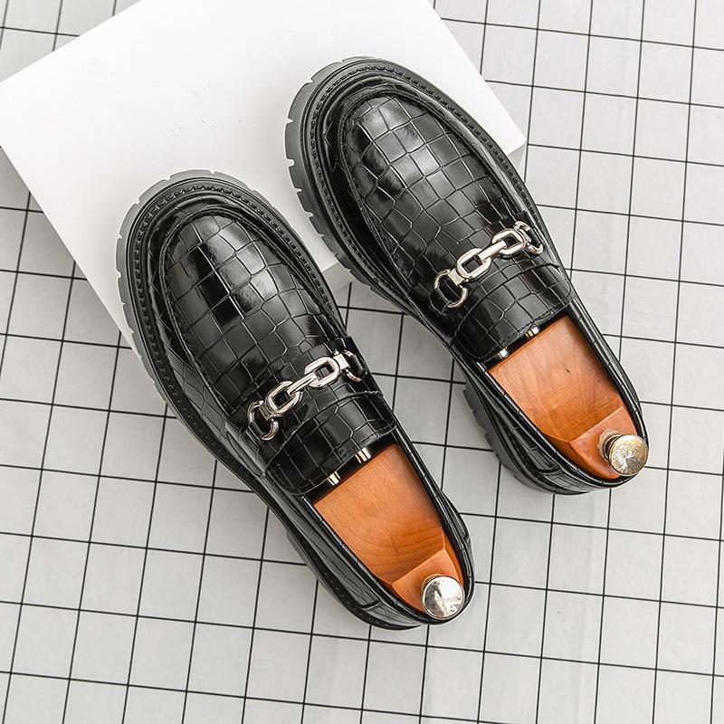 Новые деловые туфли-лоферы из кожи в британском стиле, всесезонные, модные туфли на платформе, свадебная обувь для жениха