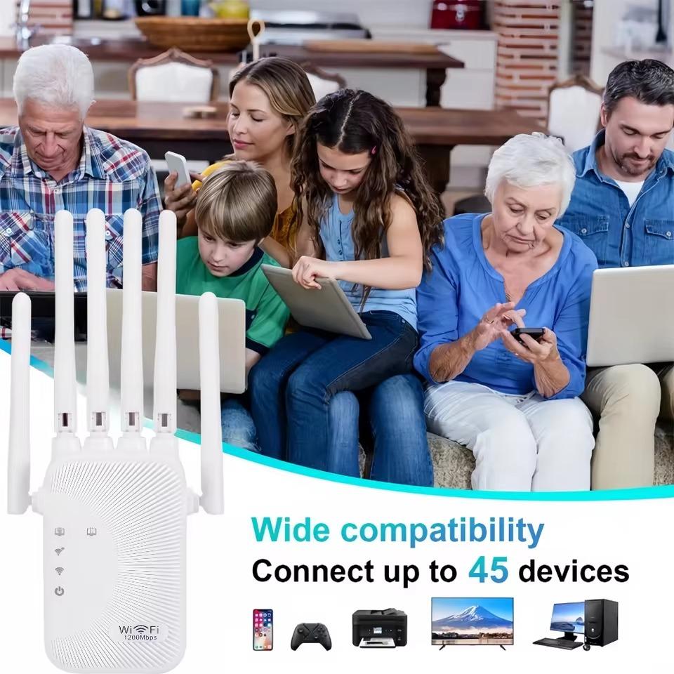 1200 Мбит/с WiFi-ретранслятор, двухдиапазонный беспроводной усилитель, сетевой усилитель сигнала дальнего действия 2,4 ГГц, для домашнего офиса, Wi-Fi-ретранслятор