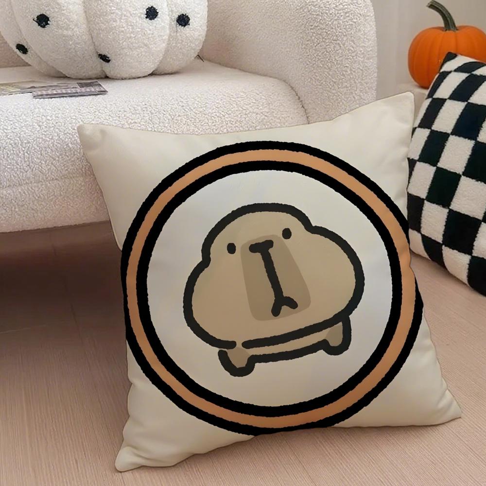 Cute Animal Cartoon Companion Capybara Cushion Cover Throw Pillow Cover Hidden Button Durable Polyester Chair Cushion