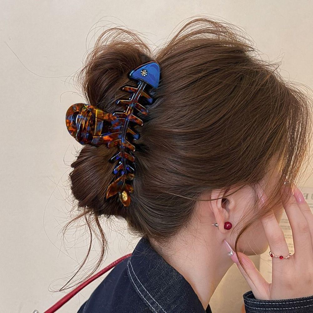 Hairpin Fish Bone Shaped Hair Claw Acetic Acid Acetate Shark Clip Cute Animals Hair Clip Headwear
